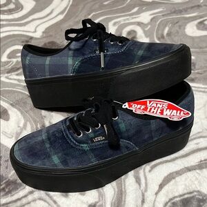 Vans Blue and Black Plaid Sneakers